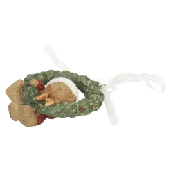 Kerstdecoratie|Kerstballen<Hanger krans beer groen 10 cm