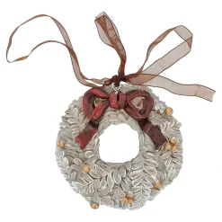 Kerstdecoratie|Kerstballen<Hanger krans wit 8 cm
