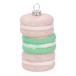 Kerstdecoratie|Kerstballen<Hanger macaron roze groen 5 x 8 cm
