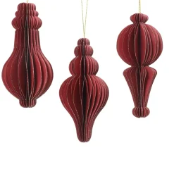 Decoris Kerstballen|Kerstdecoratie<Hanger papier pegel rood 12 cm
