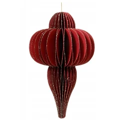 Decoris Kerstdecoratie|Kerstballen<Hanger papier pegel rood 15 cm