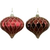 Decoris Kerstballen|Kerstdecoratie<Hanger pegel 8 cm rood