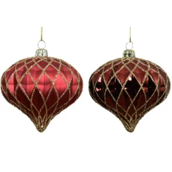 Decoris Kerstballen|Kerstdecoratie<Hanger pegel 8 cm rood