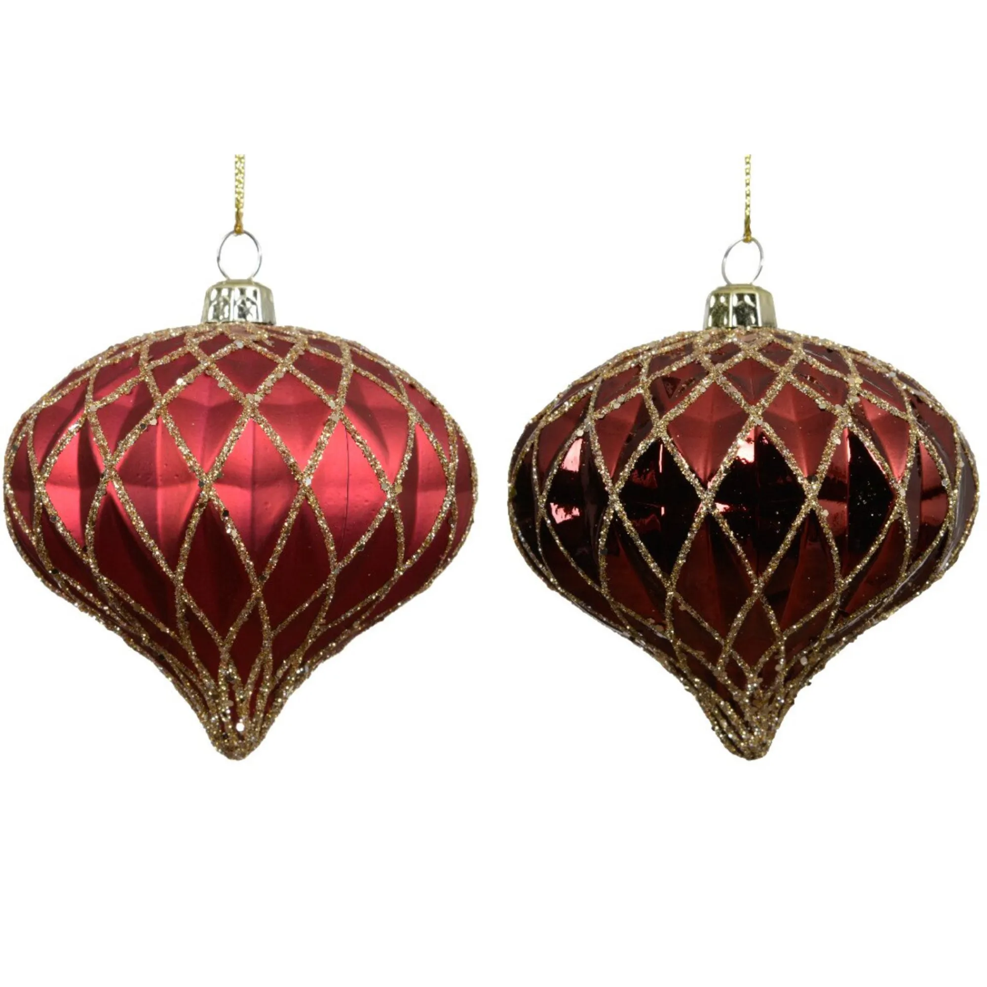 Decoris Kerstballen|Kerstdecoratie<Hanger pegel 8 cm rood