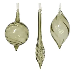 Decoris Kerstballen|Kerstdecoratie<Hanger pegel glas groen 13 cm