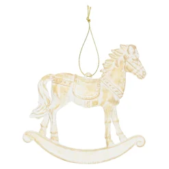 Kerstdecoratie|Kerstballen<Hanger schommelpaard goud 11 x 10 cm