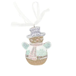 Kerstdecoratie|Kerstballen<Hanger sneeuwman gingerbread 9 cm