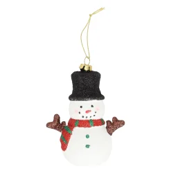 Kerstdecoratie|Kerstballen<Hanger sneeuwman hoed 9 x 11 cm