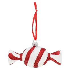 Kerstdecoratie|Kerstballen<Hanger snoep rood wit 13 x 5 cm