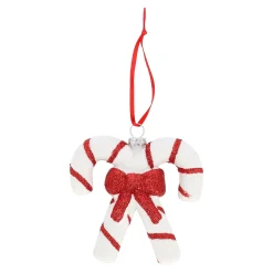 Kerstdecoratie|Kerstballen<Hanger snoepstok strik 10 x 10 cm