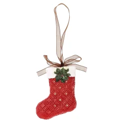 Kerstdecoratie|Kerstballen<Hanger sok rood 9 cm