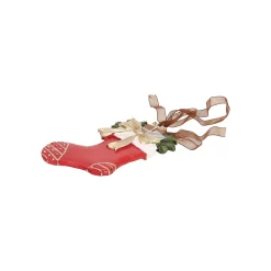 Kerstdecoratie|Kerstballen<Hanger sok strik goud 11 cm