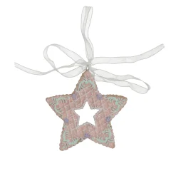 Kerstdecoratie|Kerstballen<Hanger ster gingerbread roze 8 cm