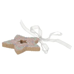 Kerstdecoratie|Kerstballen<Hanger ster gingerbread roze 8 cm