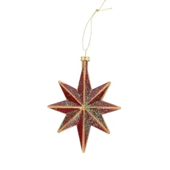 Kerstdecoratie|Kerstballen<Hanger ster rood 10 x 14 cm