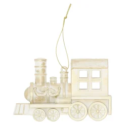 Kerstdecoratie|Kerstballen<Hanger trein champagne 12 x 8 cm