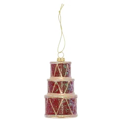 Kerstdecoratie|Kerstballen<Hanger trommel rood 6 x 10 cm