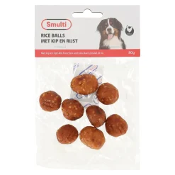 Smulti Hondensnacks<Hondensnack kip+rice balls 80G