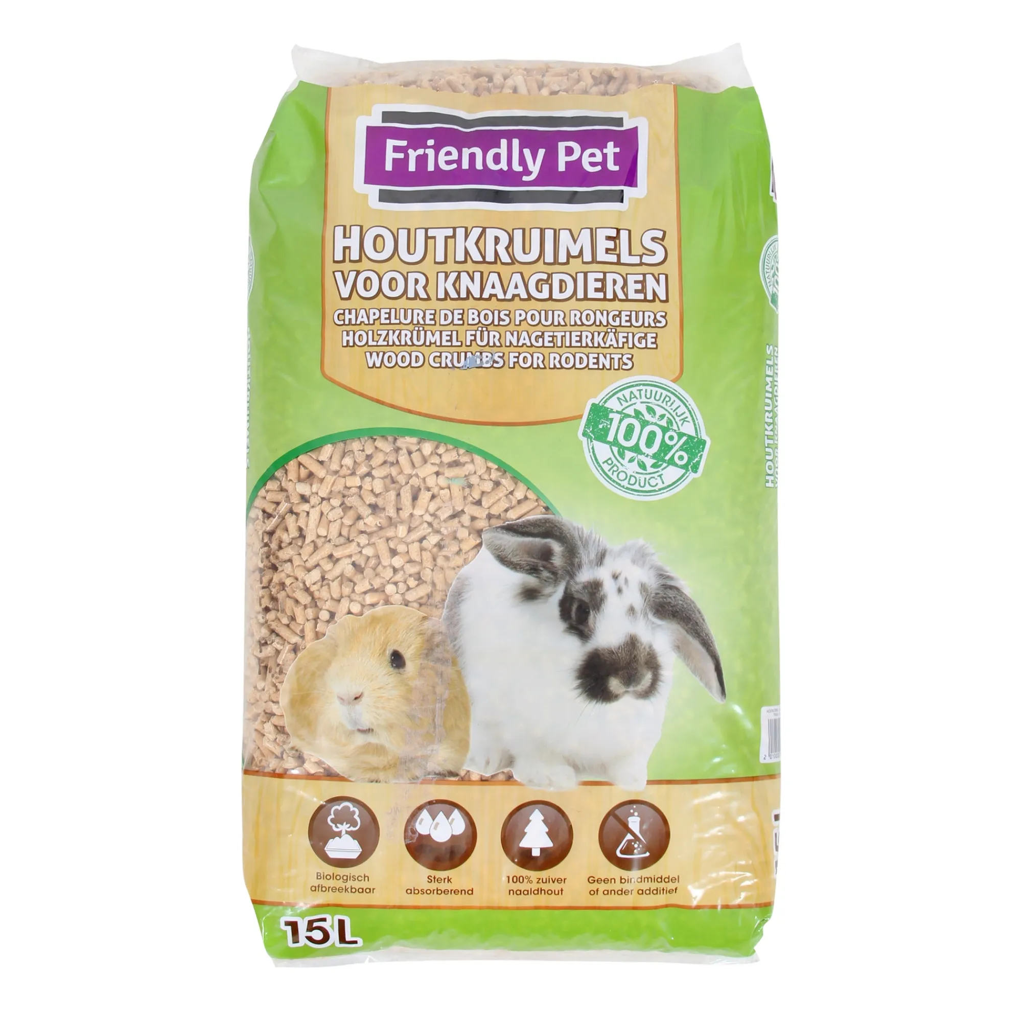 Friendly Pet Bodembedekking Kooi<Houtkorrel kleindier 15L FP