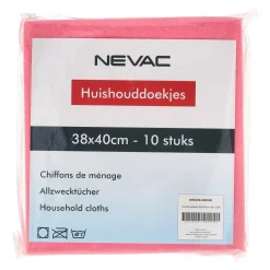 Nevac Schoonmaken<Huishouddoek 38 x 40 cm roze 10st