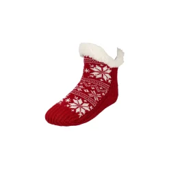 Kerstkleding<Huissok sneeuwvlok rood 35-38