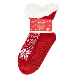 Kerstkleding<Huissok sneeuwvlok rood 35-38
