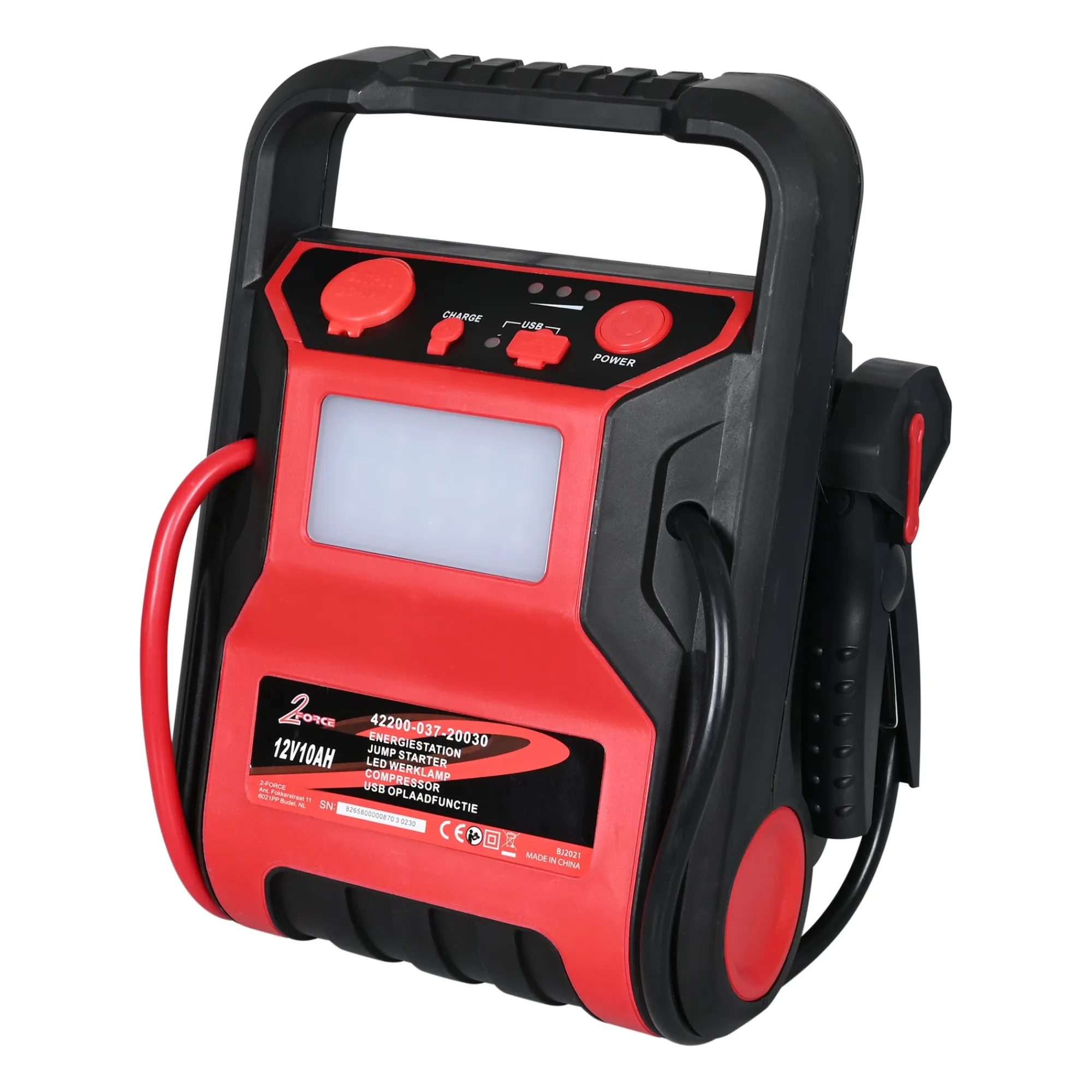 2-Force Accu'S<Jumpstarter 300/600 10AH met compressor