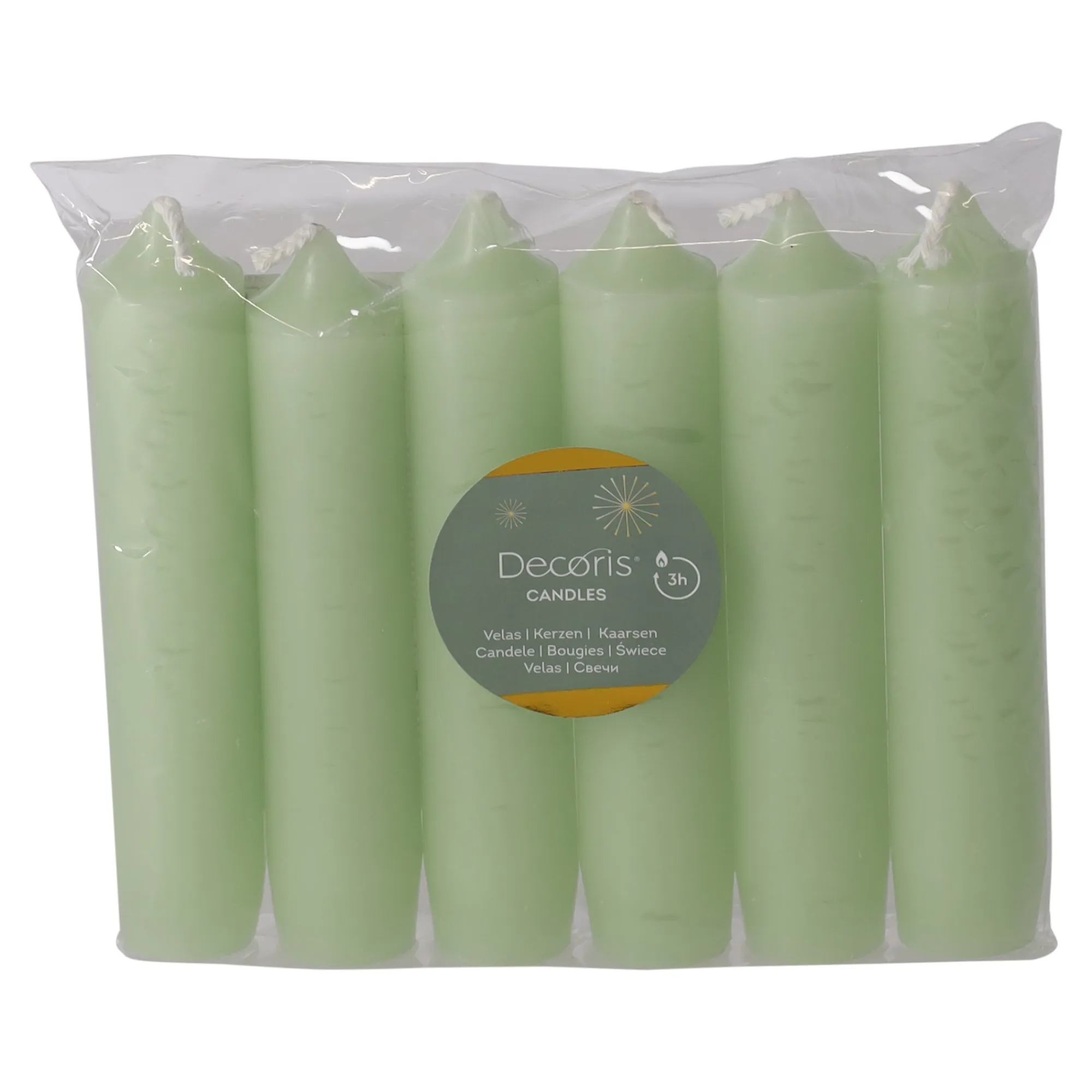 Decoris Kaarsen<Kaars 11 cm 6st. groen