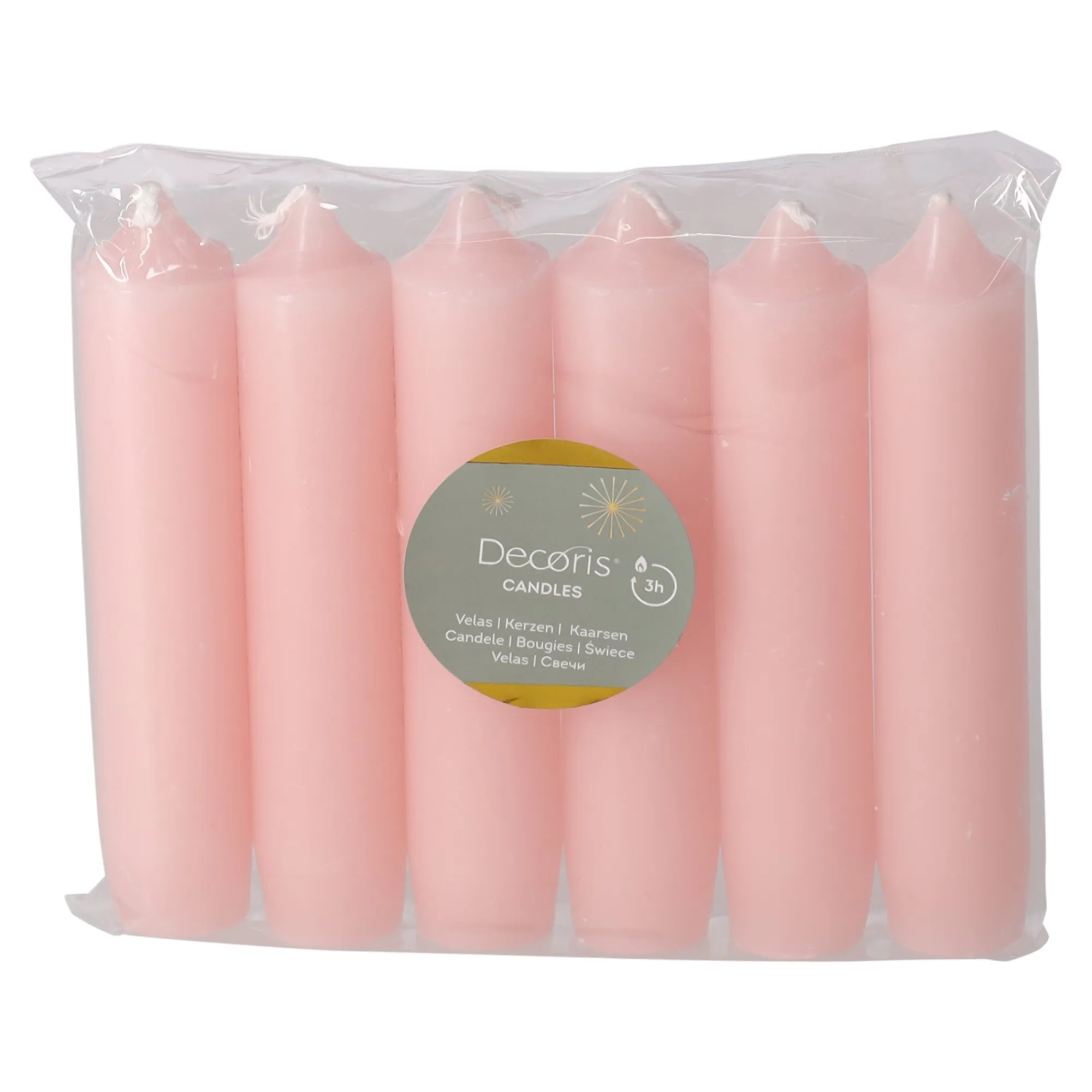 Decoris Kaarsen<Kaars 11 cm 6st. roze