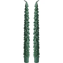 Decoris Kerstdecoratie<Kaars diner boom 25 cm groen 2st.