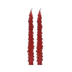 Decoris Kerstdecoratie<Kaars diner boom 25 cm rood 2st.
