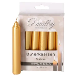 O'malley Kaarsen<Kaars Diner 12 cm Goud 5 Stuks