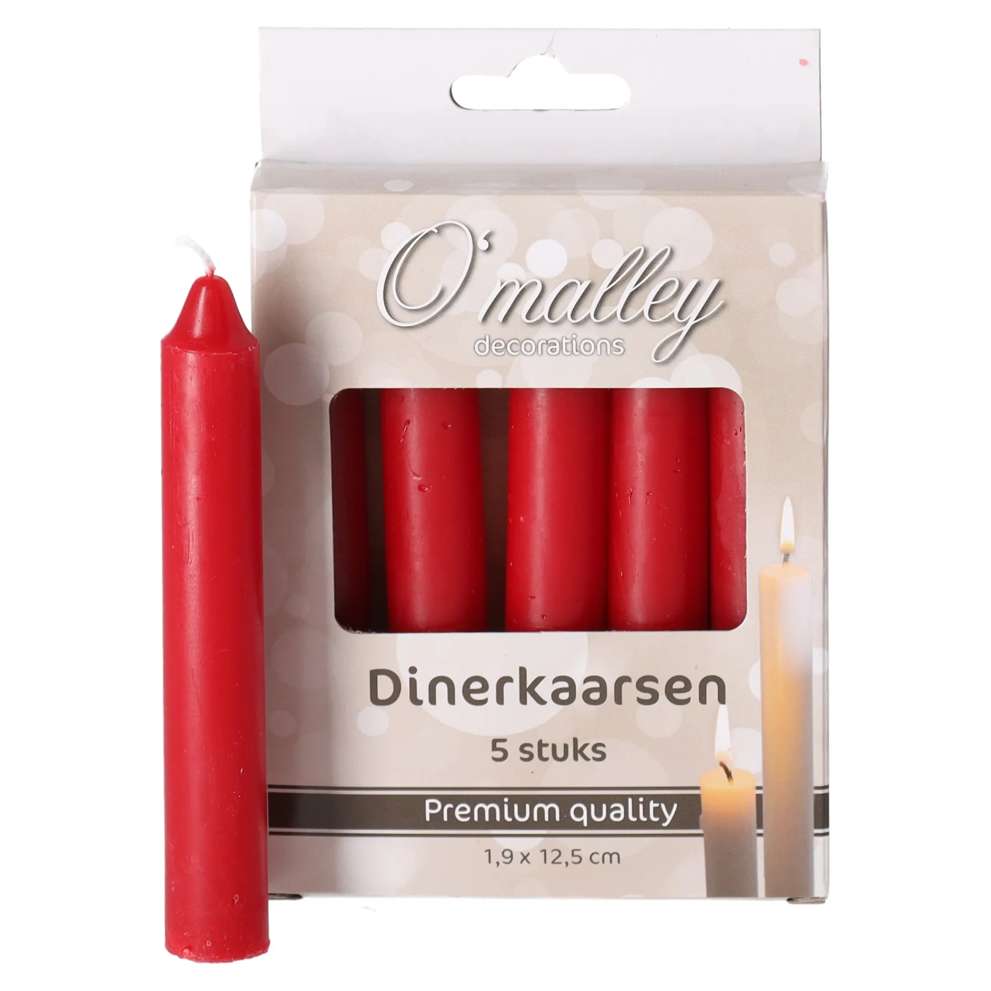 O'malley Kaarsen<Kaars Diner 12 cm Rood 5 stuks
