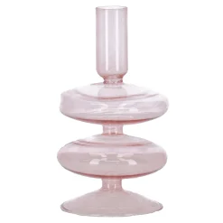 O'malley Kaarsen<Kaarshouder glas roze 8 x 16 cm