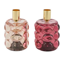 Natural Collections Woondecoratie<Kaarshouder glas roze 8 x 12 cm 2 assorti