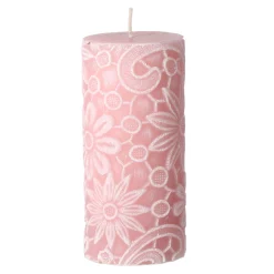 O'malley Kaarsen<Kaars lace 7 x 10 cm roze wit