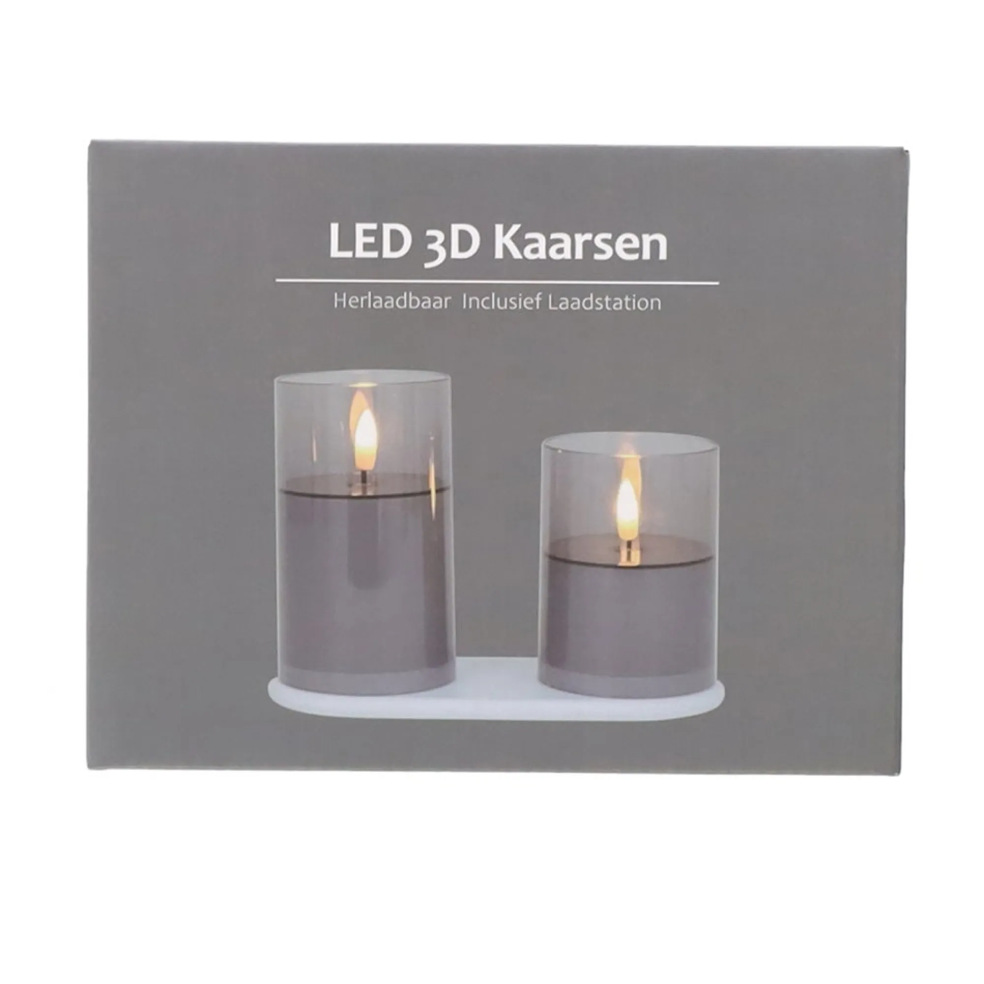 Kaarsen<Kaars LED set 2 antraciet oplaadbaar