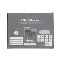 Kaarsen<Kaars LED set 2 antraciet oplaadbaar