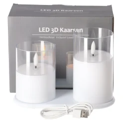 Kaarsen<Kaars LED set 2 wit oplaadbaar