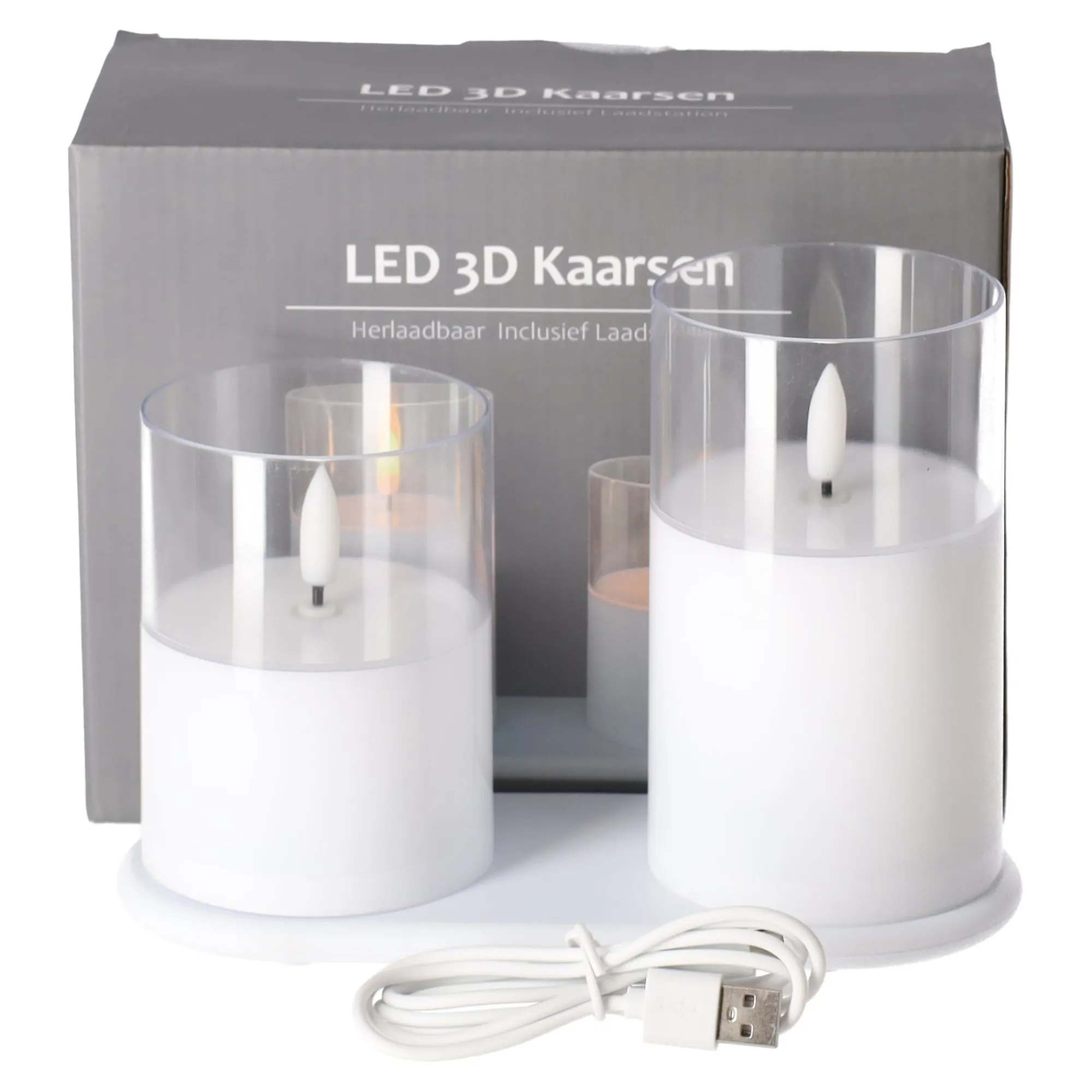 Kaarsen<Kaars LED set 2 wit oplaadbaar