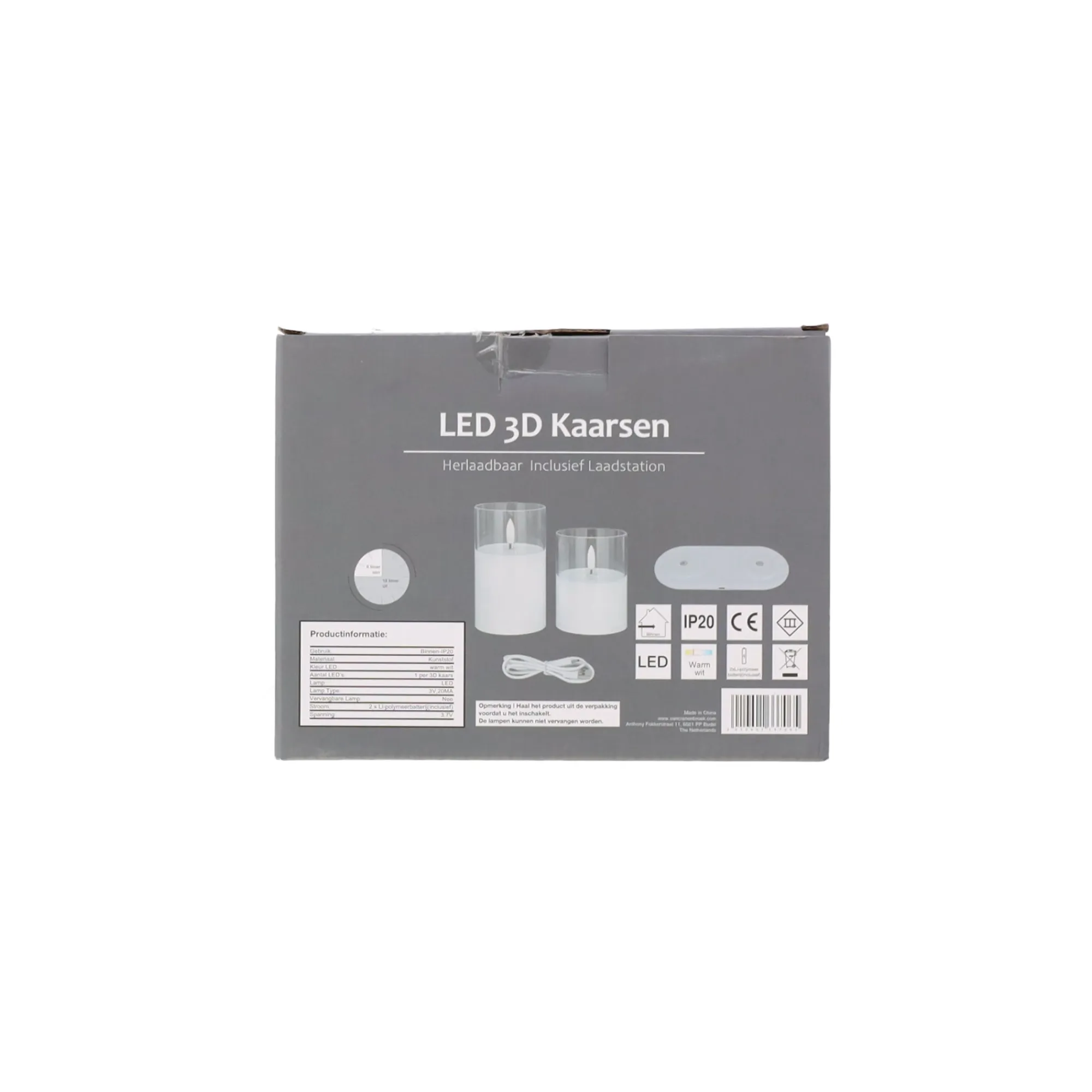 Kaarsen<Kaars LED set 2 wit oplaadbaar