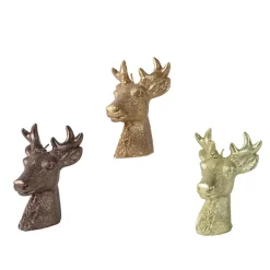 Decoris Kerstdecoratie<Kaars rendier glitter goud 10 cm