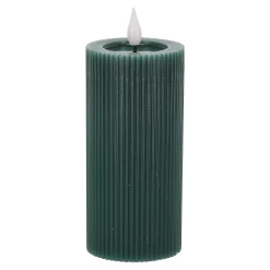 O'malley Kaarsen<Kaars rib melt LED 7 x 15 cm donkergroen