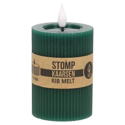 O'malley Kaarsen<Kaars rib melt LED 7 x 10 cm donkergroen