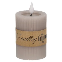 O'malley Kaarsen<Kaars rib melt LED 7 x 10 cm taupe