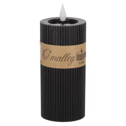 O'malley Kaarsen<Kaars rib melt LED 7 x 15 cm zwart