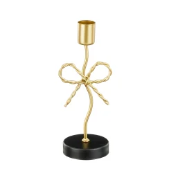Mica Decorations Woondecoratie<Kandelaar strik goud 18cm
