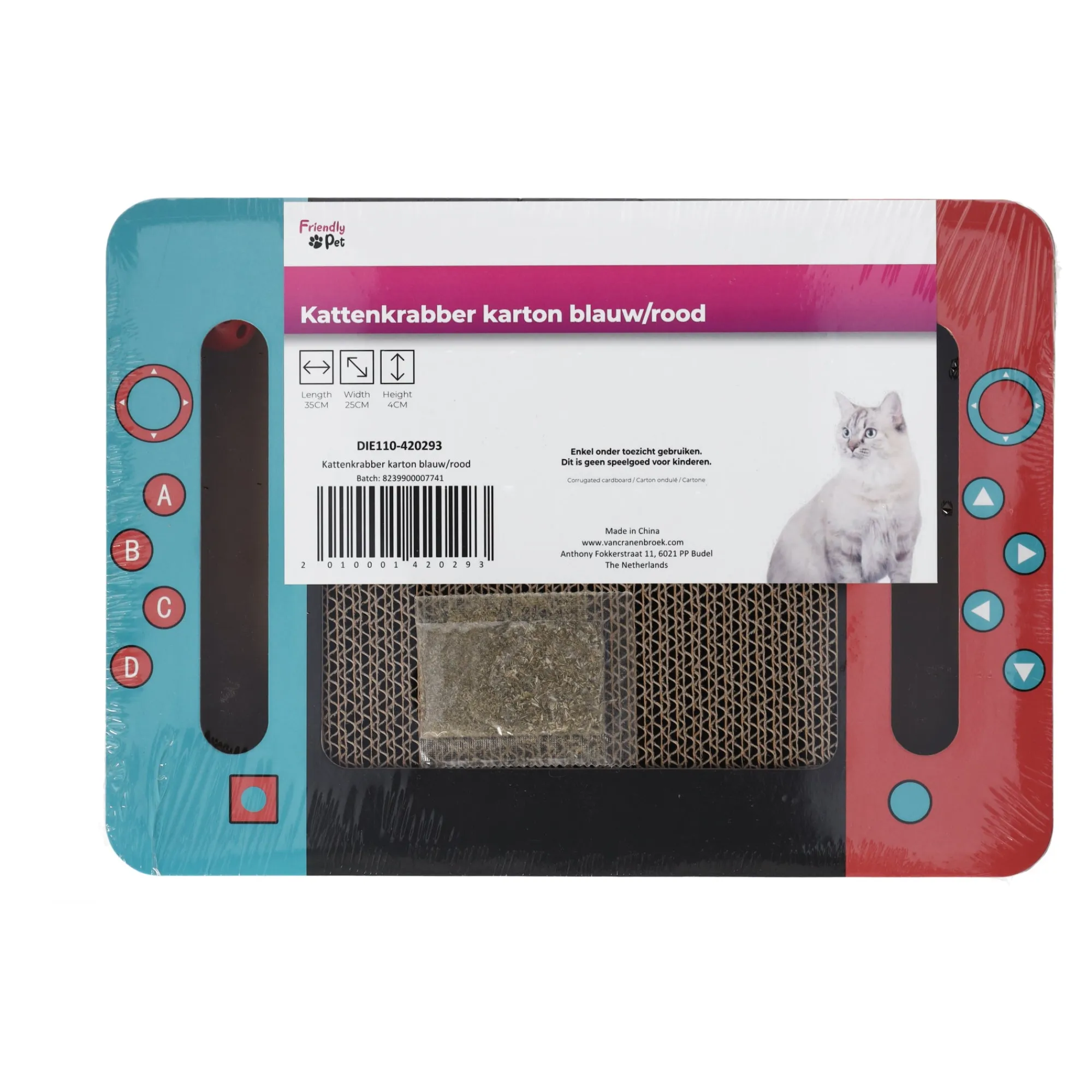 Friendly Pet Krabpaal<Kattenkrabber karton blauw/rood