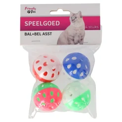 Friendly Pet Kattenspeeltjes<Kattenspeeltje bal + bel 4st assorti