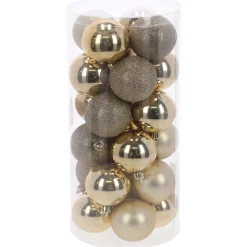 O'malley Kerstballen<Kerstbal 6cm mix koker 24st soft gold